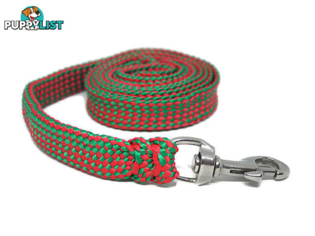 1.8m to 10m Long Dog Lead No Stitching Tough Yarnix 20mm Wide - YNXLD2010SSREDGRN