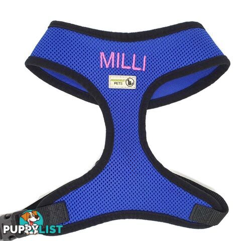 Doggie ID Harness Soft Air Mesh Personalised Embroidered - GC-HAR-ID-RED-L