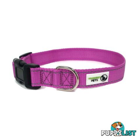 Nylon w/Reflective Stitching Dog Collar - Moondidley Pets - MDPCOLREFMBLK