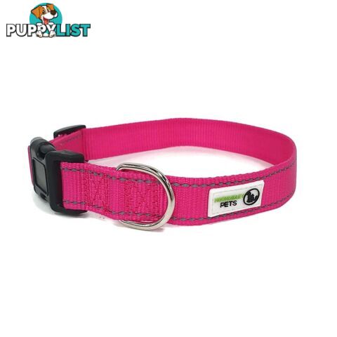 Nylon w/Reflective Stitching Dog Collar - Moondidley Pets - MDPCOLREFMBLK