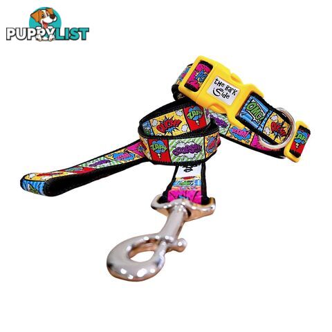 Comic Mania Dog Collar / XS - L - Hand Made by The Bark Side - TBSCOMSMLPNK