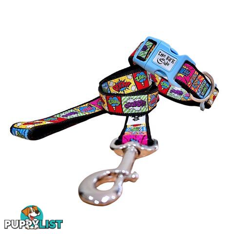Comic Mania Dog Collar / XS - L - Hand Made by The Bark Side - TBSCOMSMLPNK