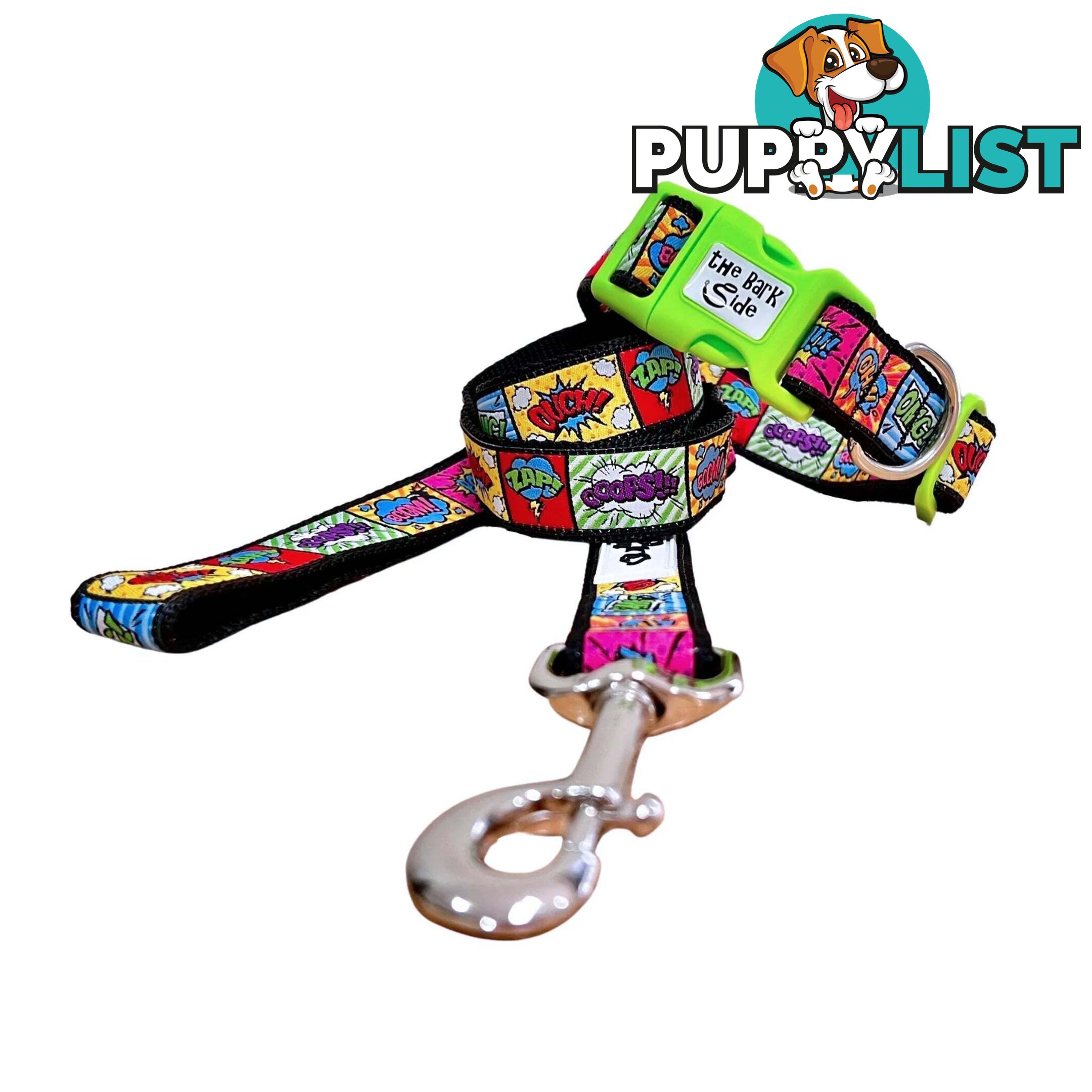 Comic Mania Dog Collar / XS - L - Hand Made by The Bark Side - TBSCOMSMLPNK