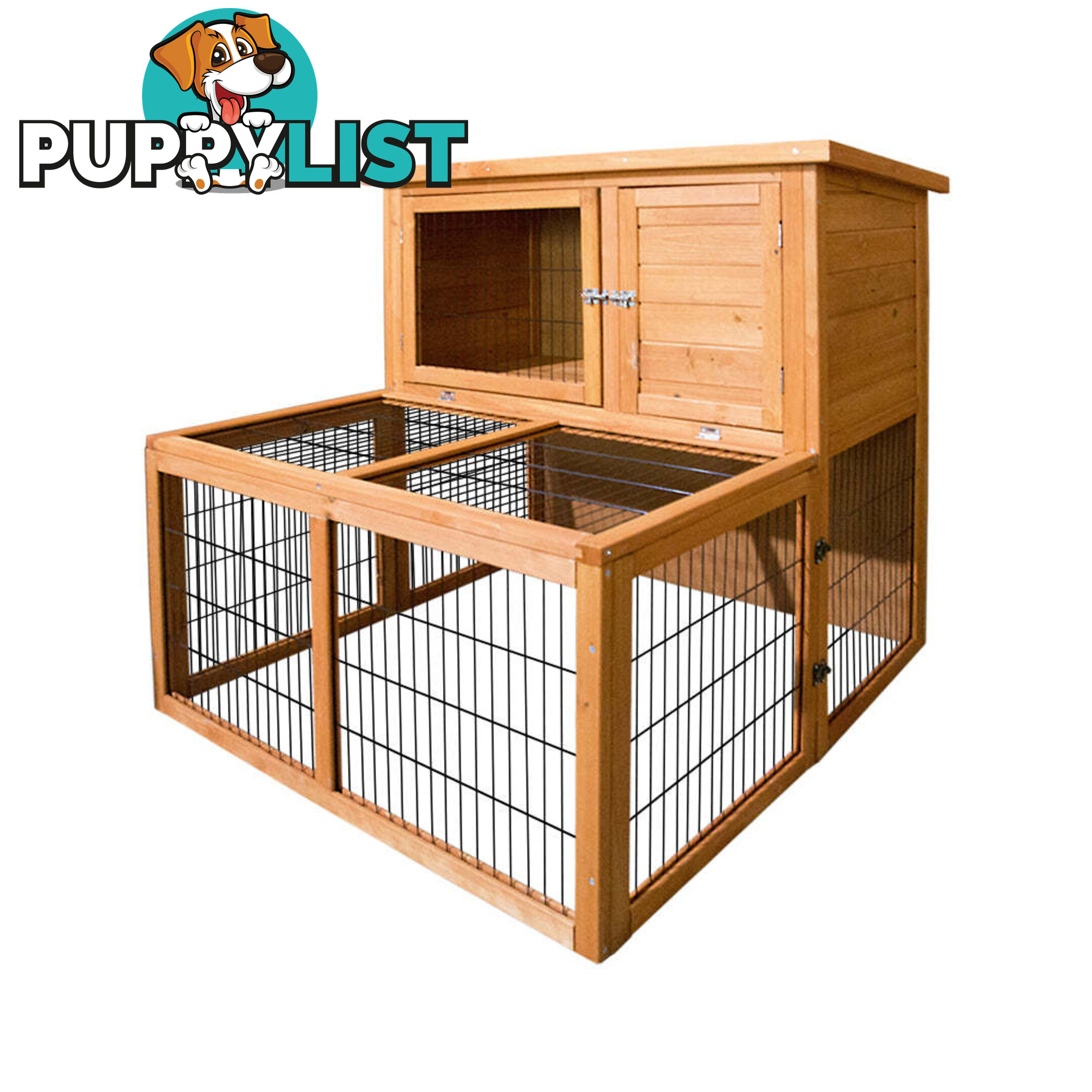 i.Pet Chicken Coop 96cm x 96cm x 100cm Rabbit Hutch Large Run Wooden Cage Outdoor House - PET-GT-WOOD-R8002-S