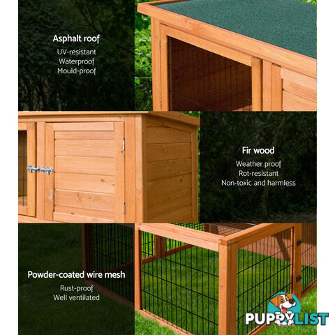 i.Pet Chicken Coop 96cm x 96cm x 100cm Rabbit Hutch Large Run Wooden Cage Outdoor House - PET-GT-WOOD-R8002-S