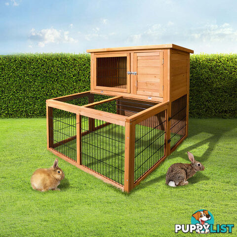 i.Pet Chicken Coop 96cm x 96cm x 100cm Rabbit Hutch Large Run Wooden Cage Outdoor House - PET-GT-WOOD-R8002-S