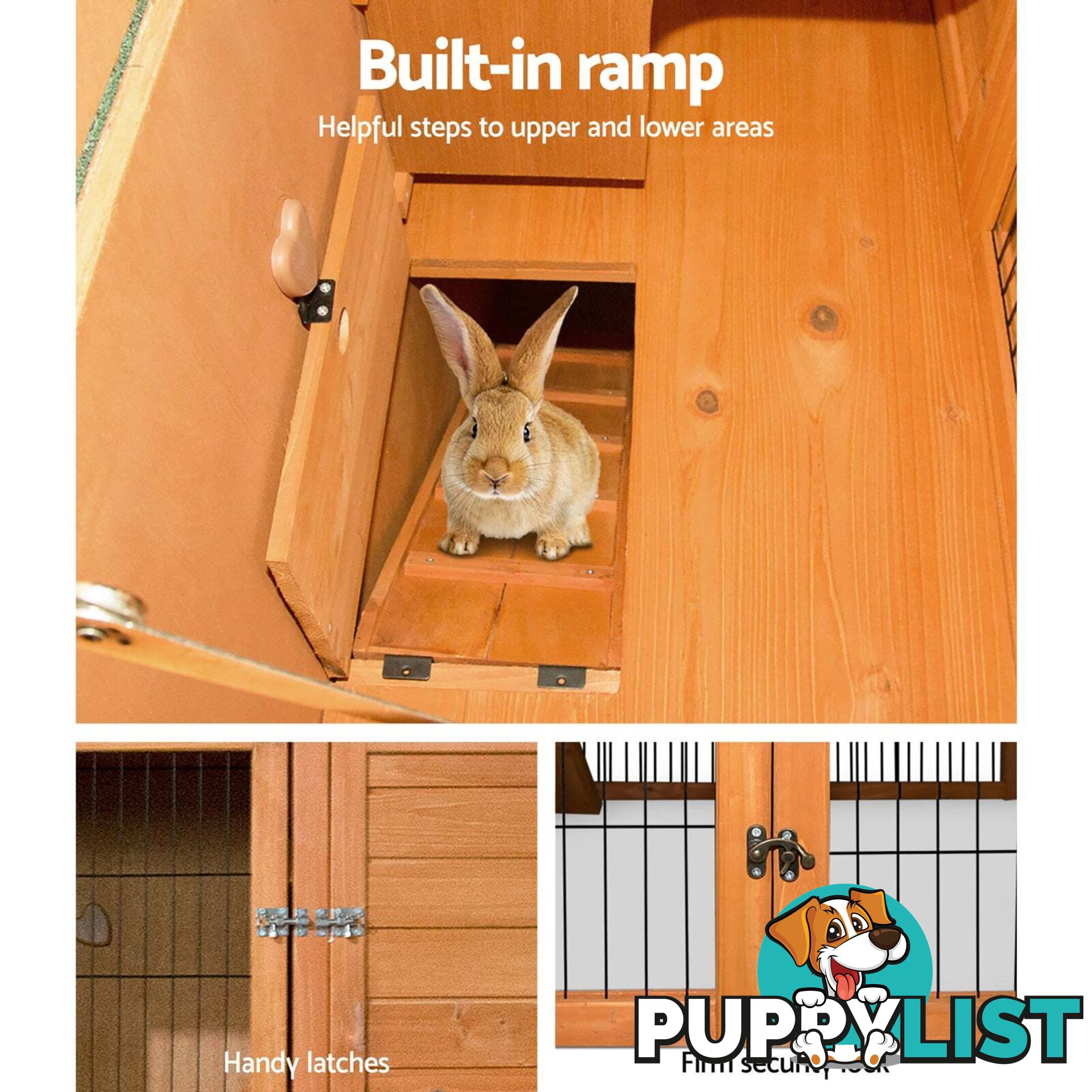 i.Pet Chicken Coop 96cm x 96cm x 100cm Rabbit Hutch Large Run Wooden Cage Outdoor House - PET-GT-WOOD-R8002-S
