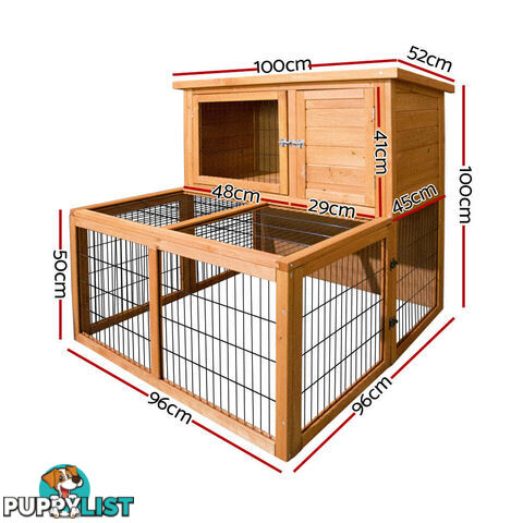 i.Pet Chicken Coop 96cm x 96cm x 100cm Rabbit Hutch Large Run Wooden Cage Outdoor House - PET-GT-WOOD-R8002-S
