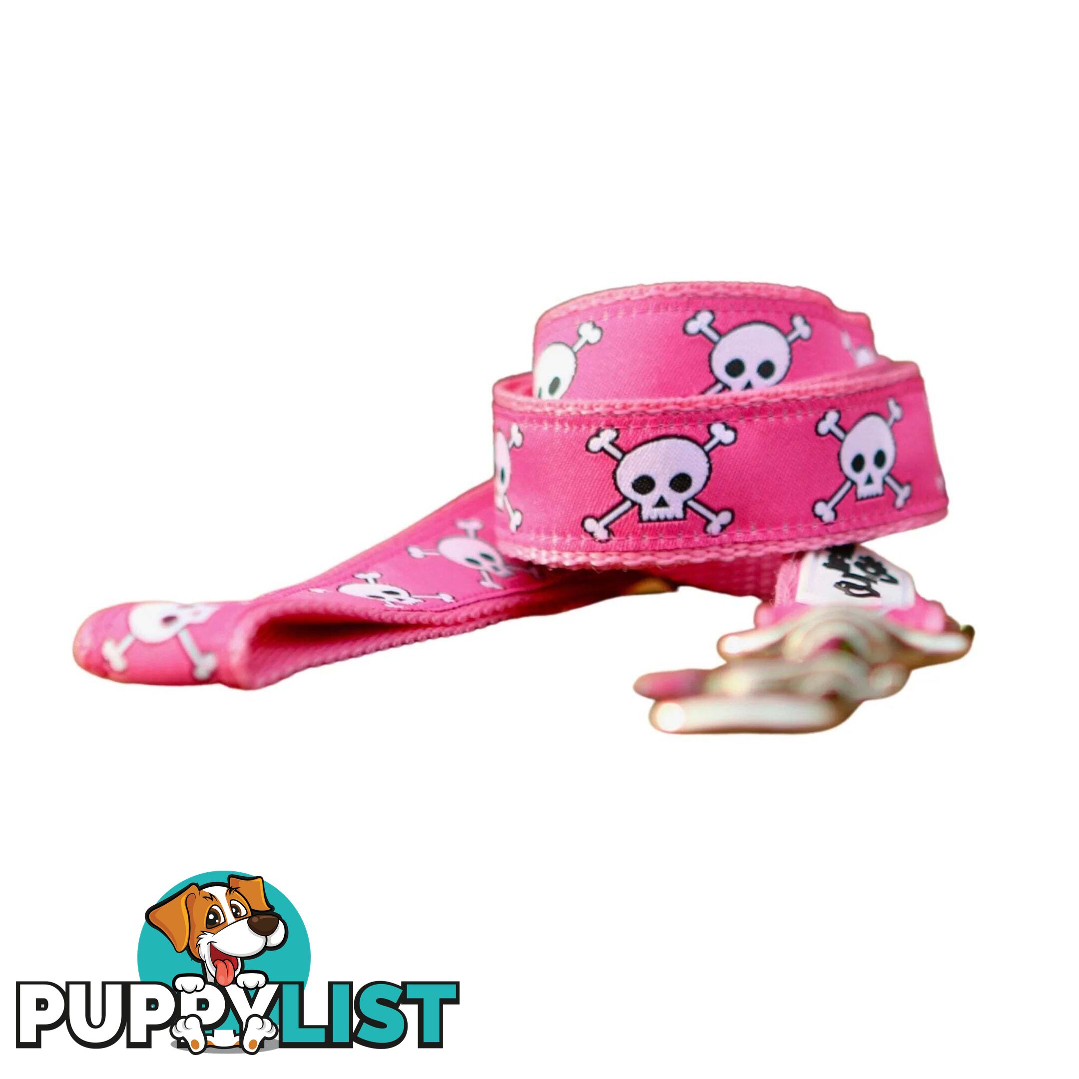 Pink Skulls Dog Lead / Dog Leash - Hand Made by The Bark Side - TBSLDSKU201.8
