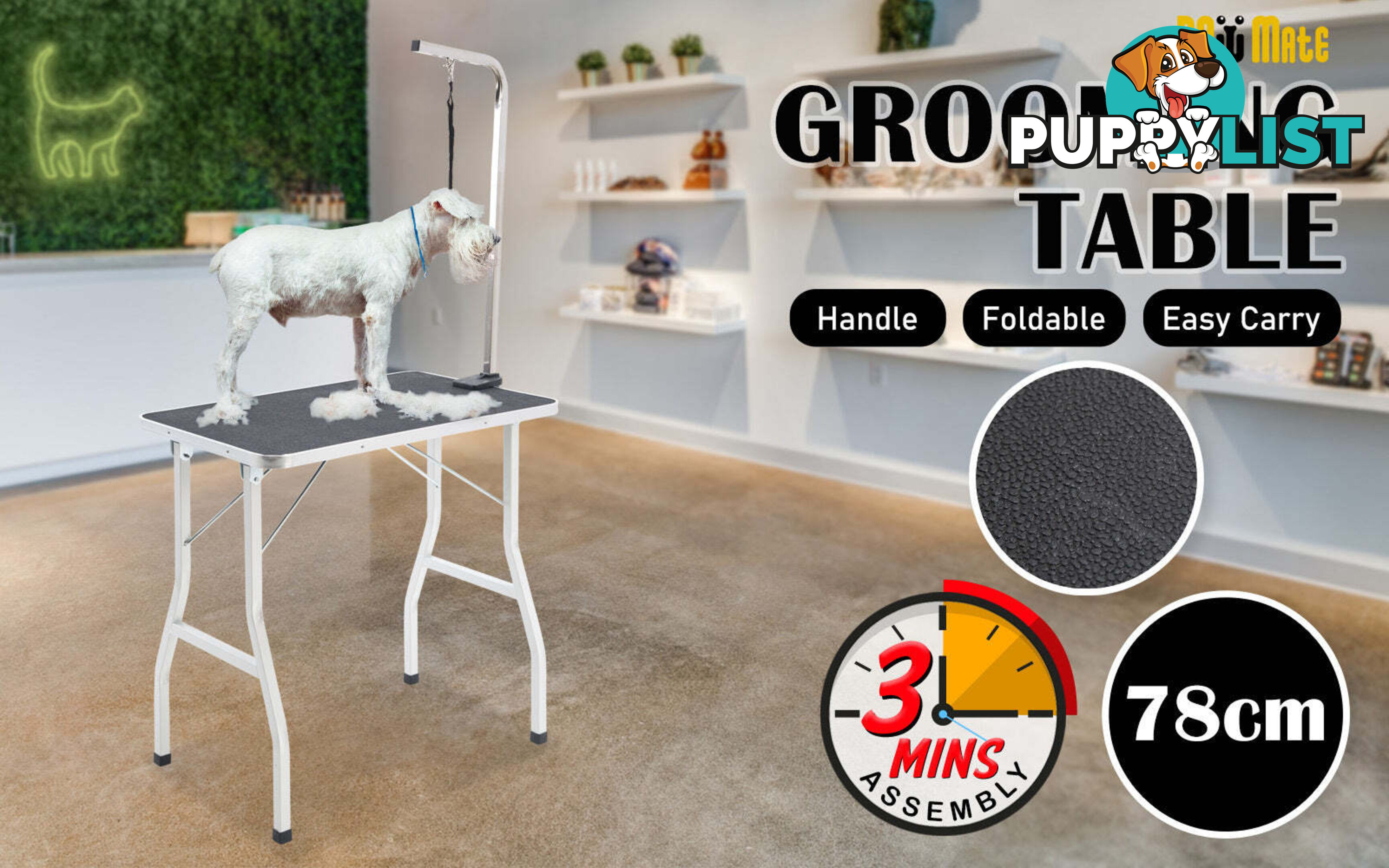 Pet Dog Cat Grooming Salon Table 78cm BLACK - V274-PET-PGT101-BK