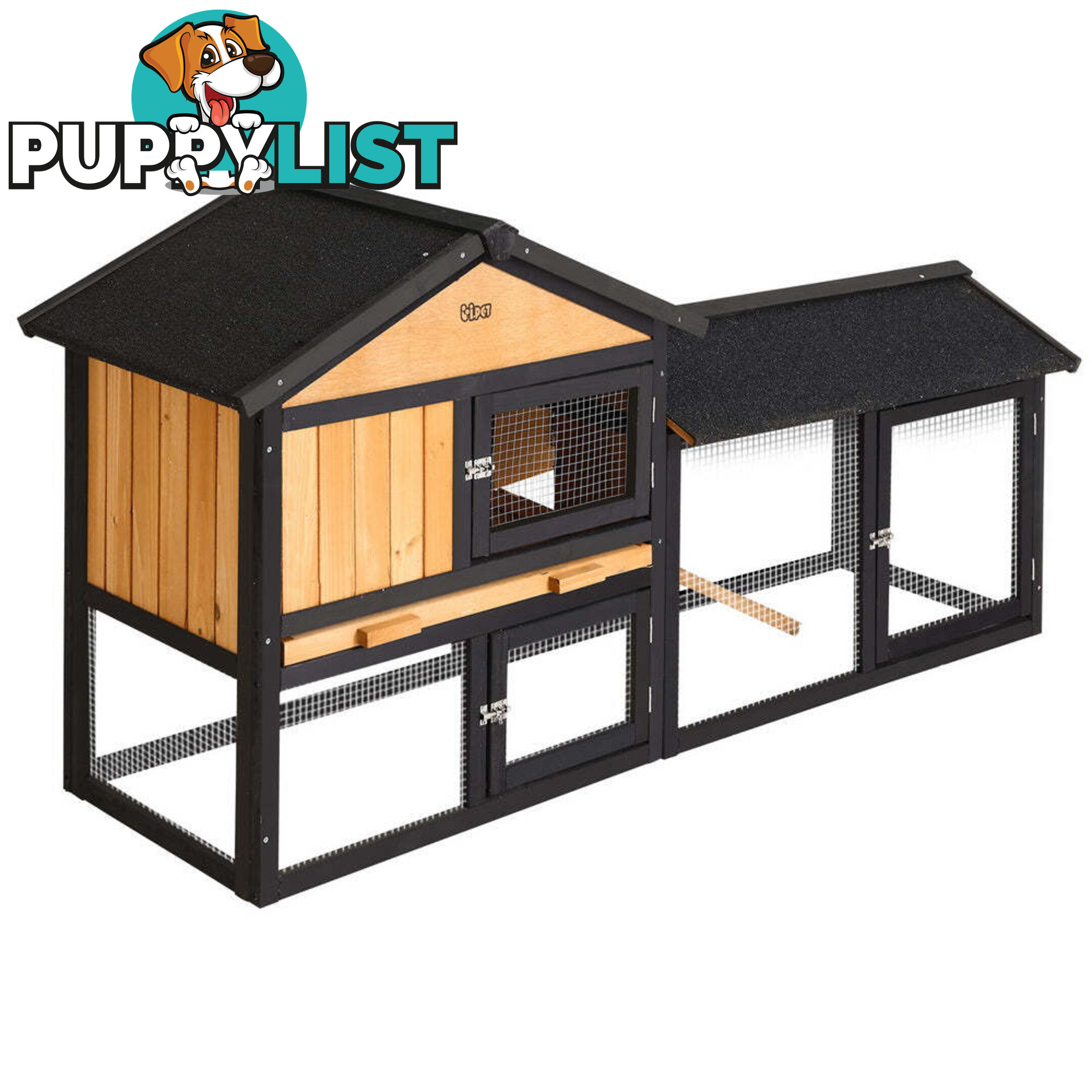 i.Pet Chicken Coop Rabbit Hutch 165cm x 43cm x 86cm Extra Large Run House Cage Wooden Outdoor - PET-GT-R036L-180