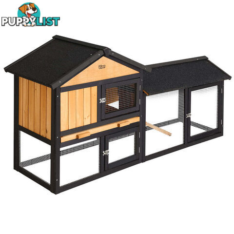 i.Pet Chicken Coop Rabbit Hutch 165cm x 43cm x 86cm Extra Large Run House Cage Wooden Outdoor - PET-GT-R036L-180