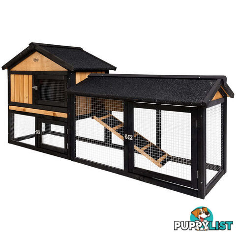 i.Pet Chicken Coop Rabbit Hutch 165cm x 43cm x 86cm Extra Large Run House Cage Wooden Outdoor - PET-GT-R036L-180