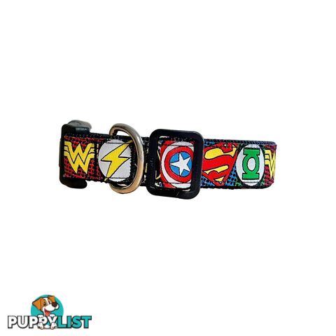 Superhero Dog Collar - Hand Made by The Bark Side - TBSHEROSMLBLK