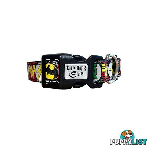 Superhero Dog Collar - Hand Made by The Bark Side - TBSHEROSMLBLK