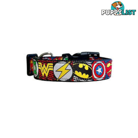 Superhero Dog Collar - Hand Made by The Bark Side - TBSHEROSMLBLK