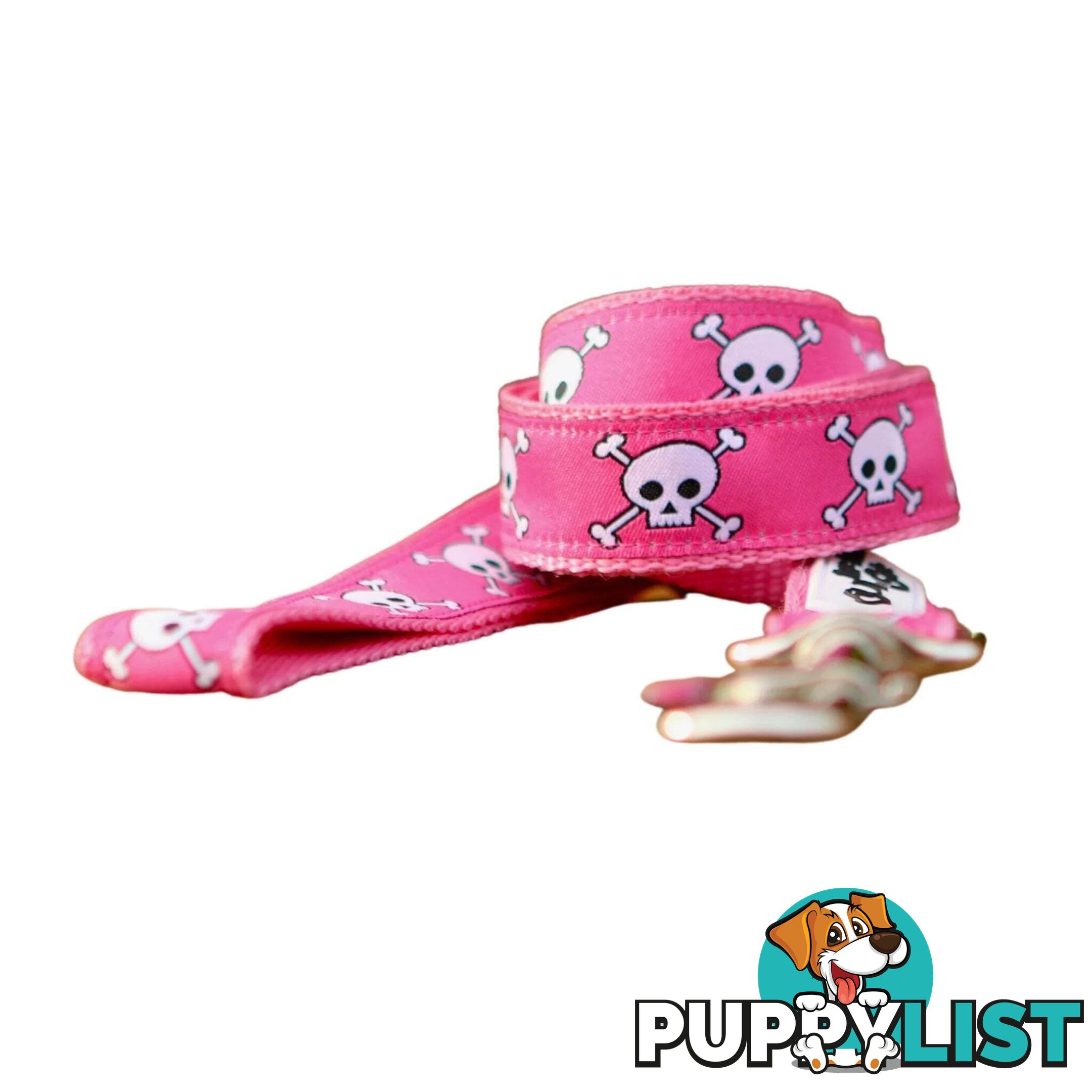 Pink Skulls Dog Lead / Dog Leash - Hand Made by The Bark Side - TBSLDSKU251.8