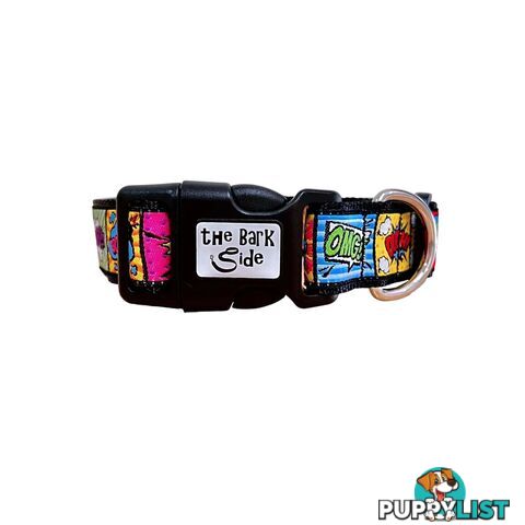 Comic Mania Dog Collar / XS - L - Hand Made by The Bark Side - TBSCOMMEDYEL