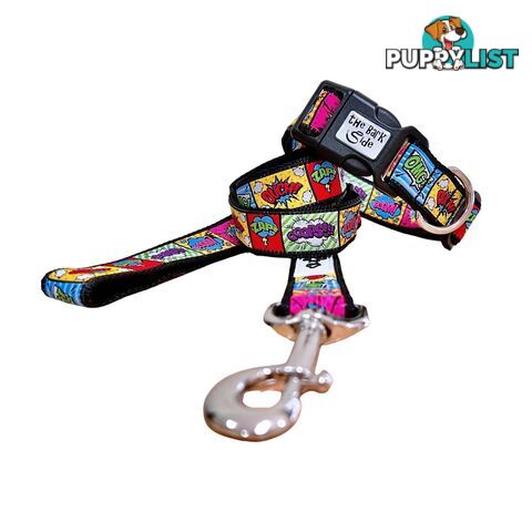 Comic Mania Dog Collar / XS - L - Hand Made by The Bark Side - TBSCOMMEDYEL