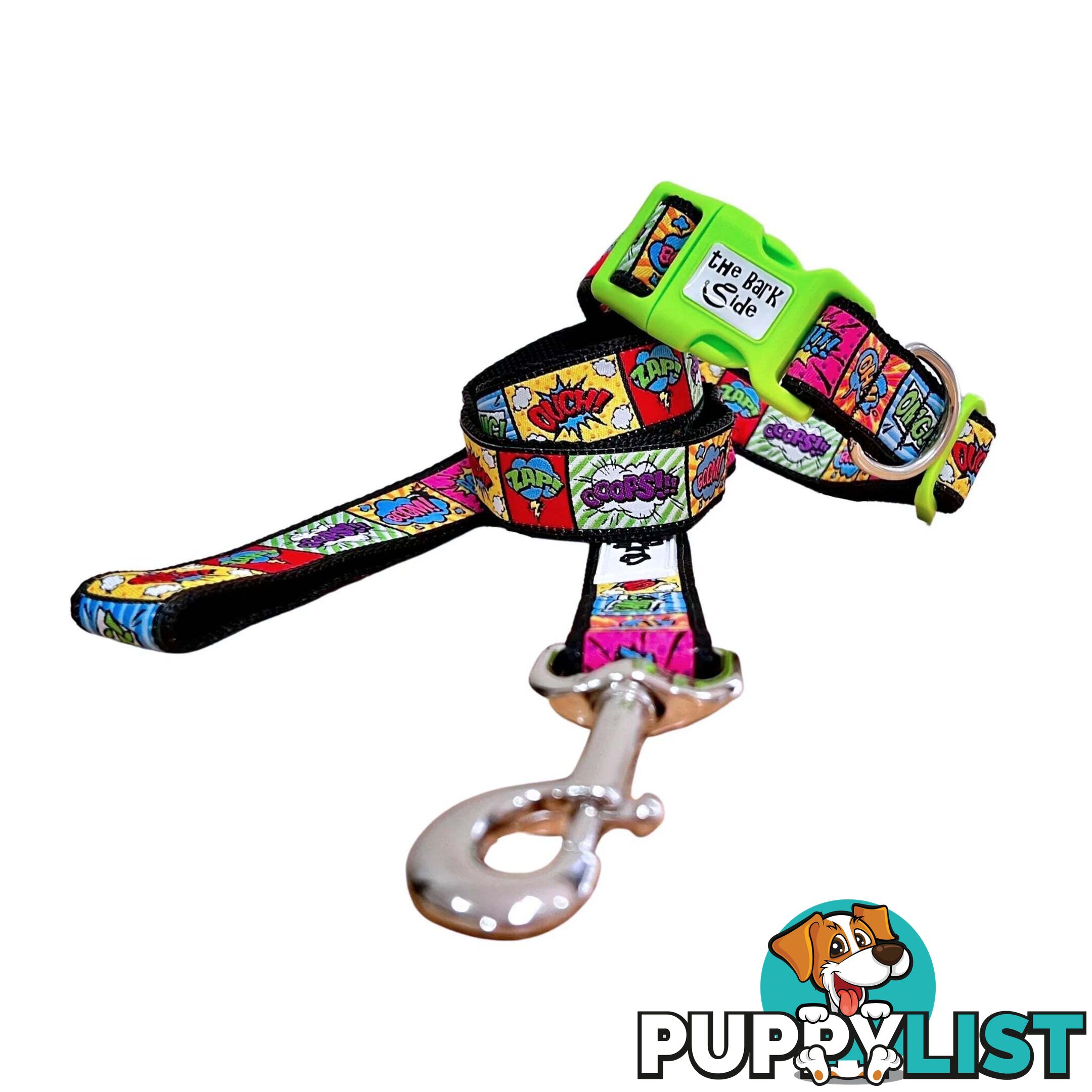 Comic Mania Dog Collar / XS - L - Hand Made by The Bark Side - TBSCOMMEDYEL