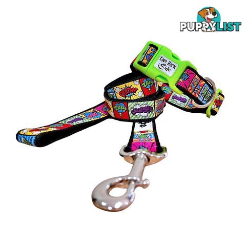 Comic Mania Dog Collar / XS - L - Hand Made by The Bark Side - TBSCOMMEDYEL