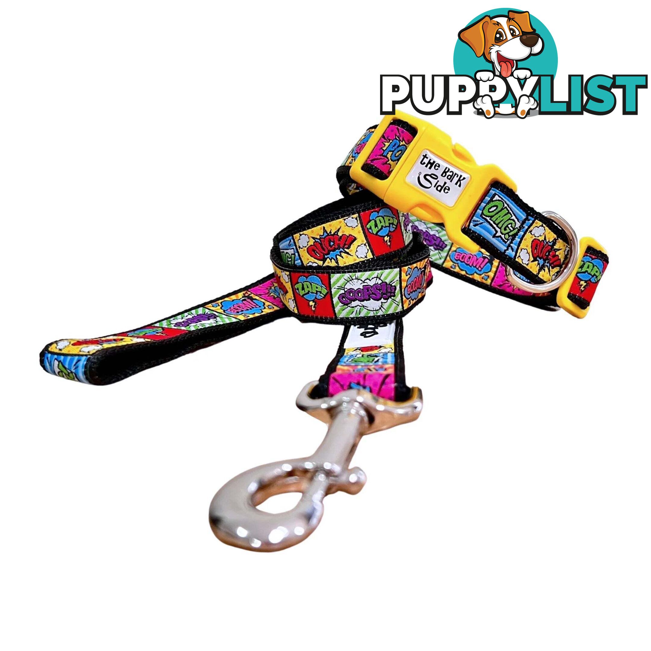 Comic Mania Dog Collar / XS - L - Hand Made by The Bark Side - TBSCOMMEDYEL
