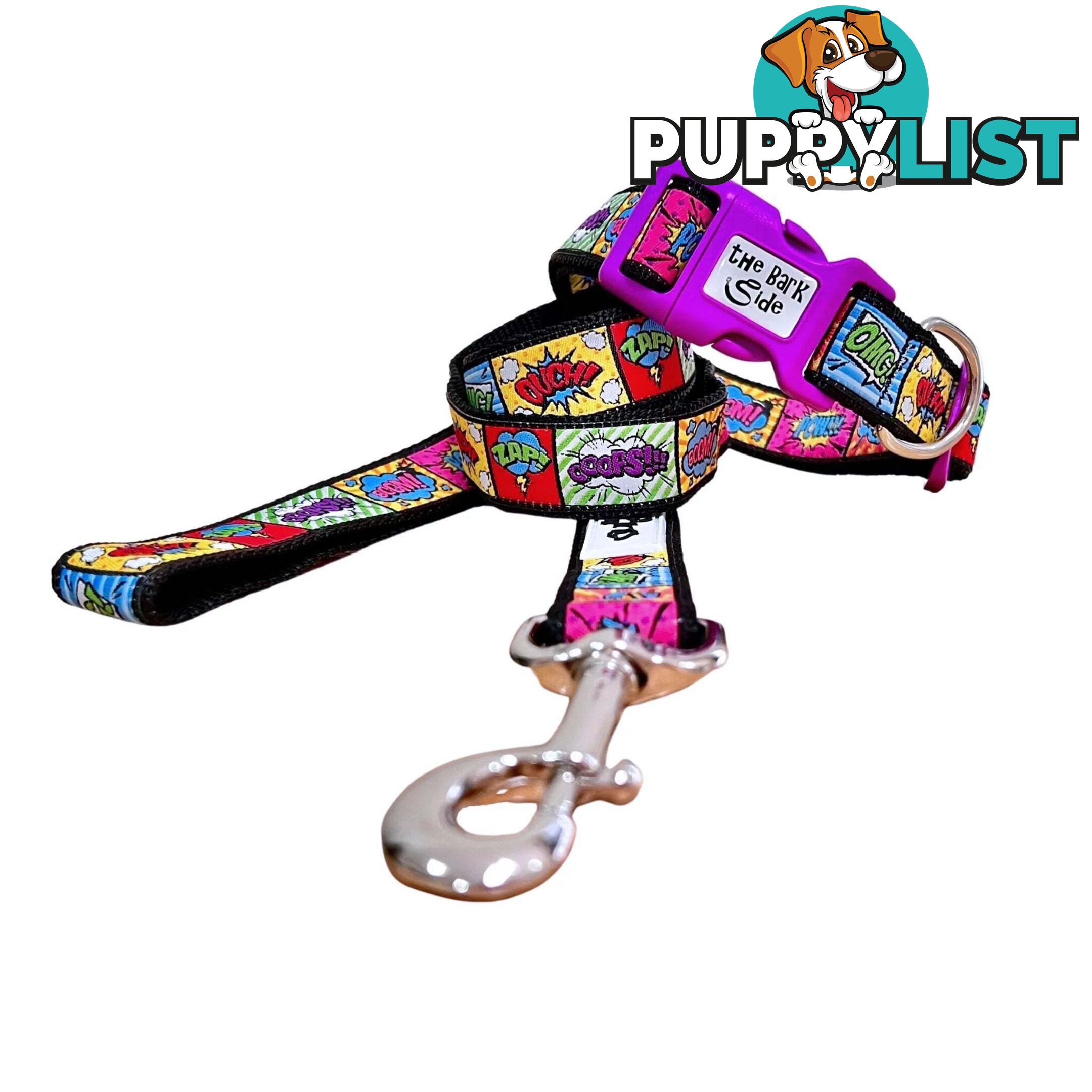 Comic Mania Dog Collar / XS - L - Hand Made by The Bark Side - TBSCOMMEDYEL