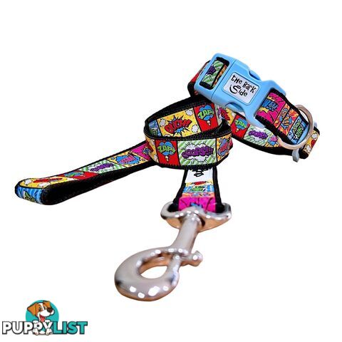 Comic Mania Dog Collar / XS - L - Hand Made by The Bark Side - TBSCOMLGEBLK