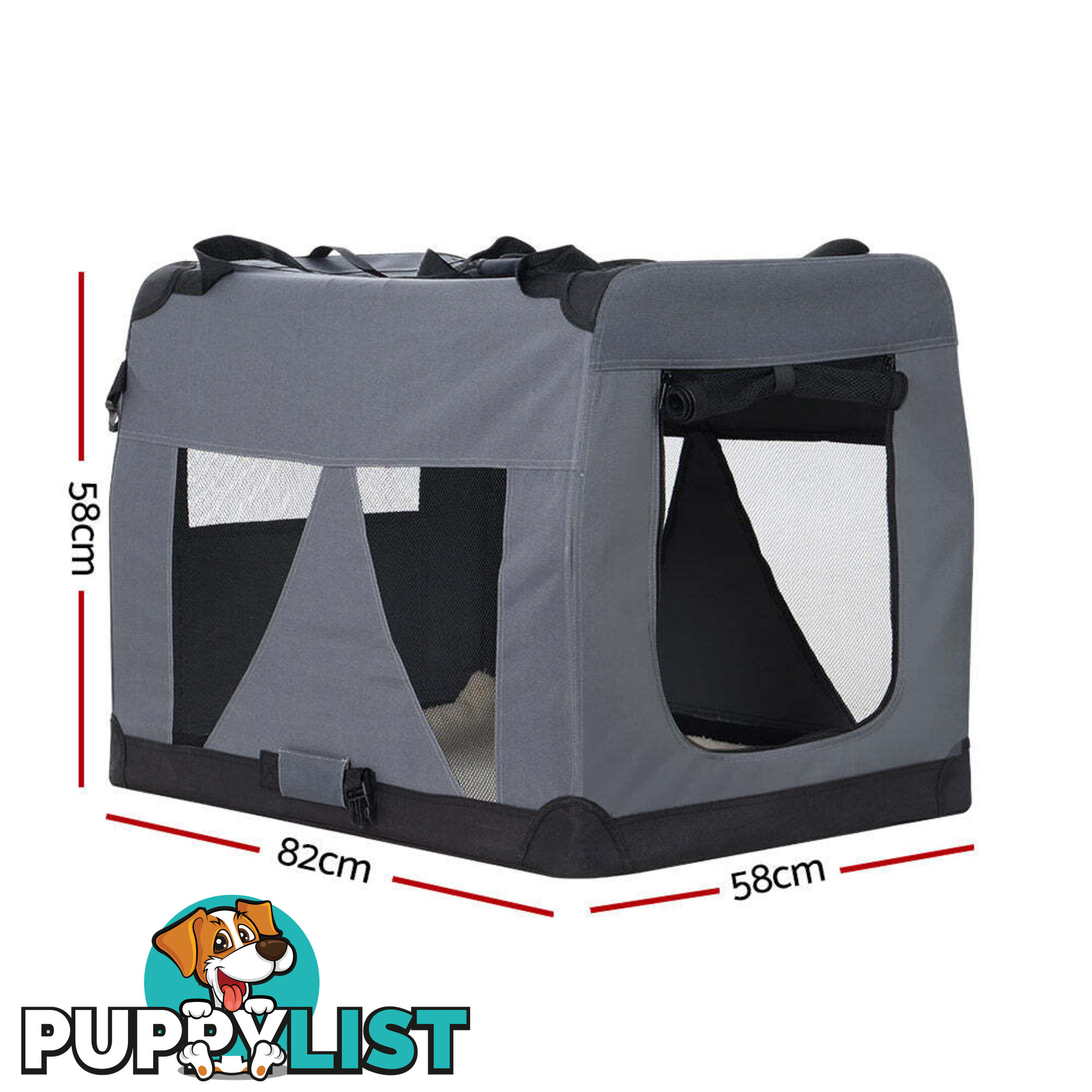 i.Pet Pet Carrier Soft Crate Dog Cat Travel 82x58CM Portable Foldable Car XL - PET-CARRIER-XL-GR