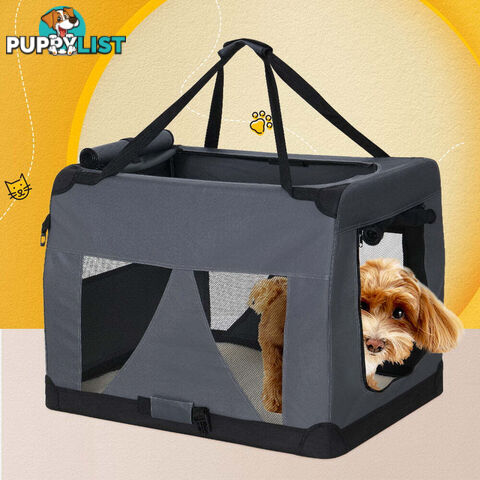 i.Pet Pet Carrier Soft Crate Dog Cat Travel 82x58CM Portable Foldable Car XL - PET-CARRIER-XL-GR