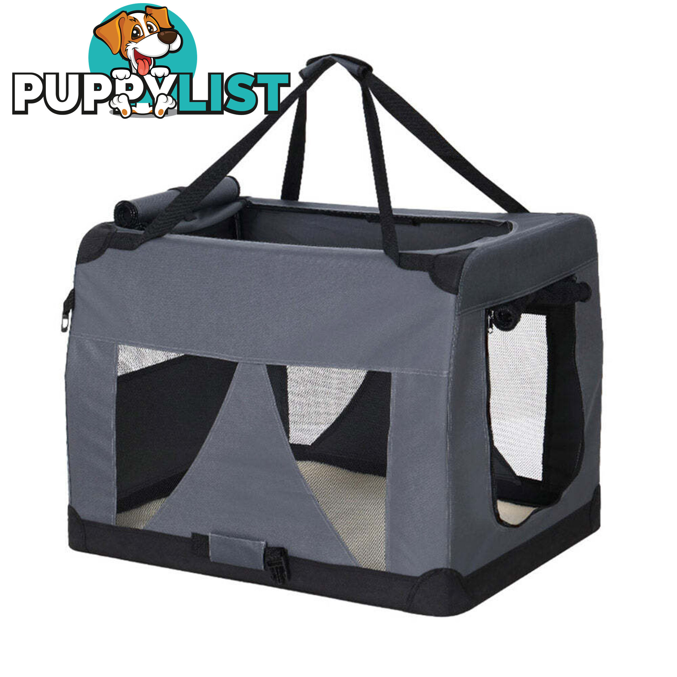i.Pet Pet Carrier Soft Crate Dog Cat Travel 82x58CM Portable Foldable Car XL - PET-CARRIER-XL-GR