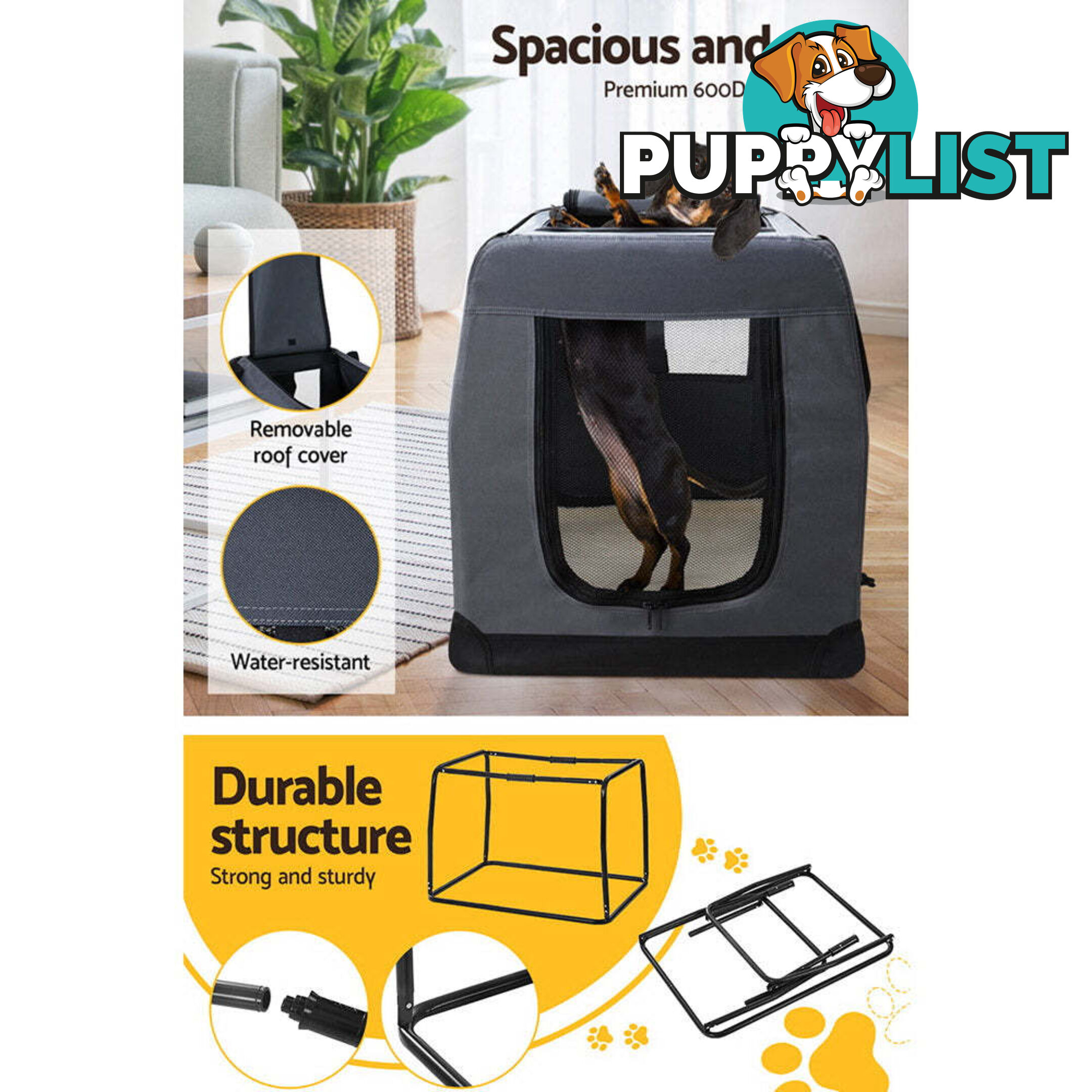 i.Pet Pet Carrier Soft Crate Dog Cat Travel 82x58CM Portable Foldable Car XL - PET-CARRIER-XL-GR