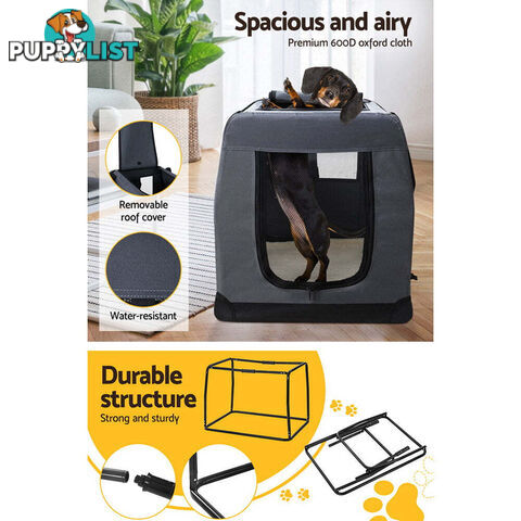 i.Pet Pet Carrier Soft Crate Dog Cat Travel 82x58CM Portable Foldable Car XL - PET-CARRIER-XL-GR