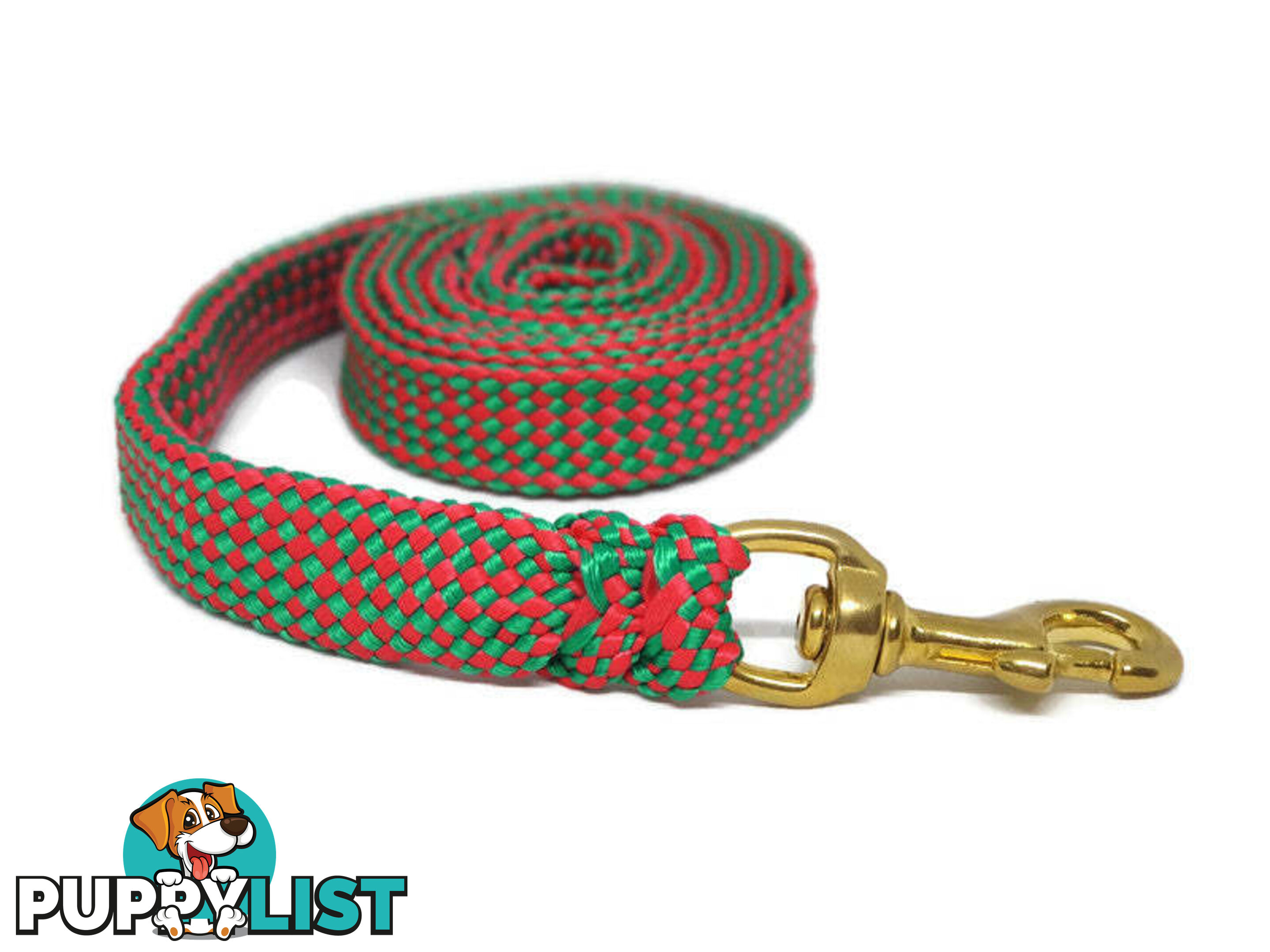 1.8m to 10m Long Dog Lead No Stitching Tough Yarnix 20mm Wide - YNXLD203BRREDGRN