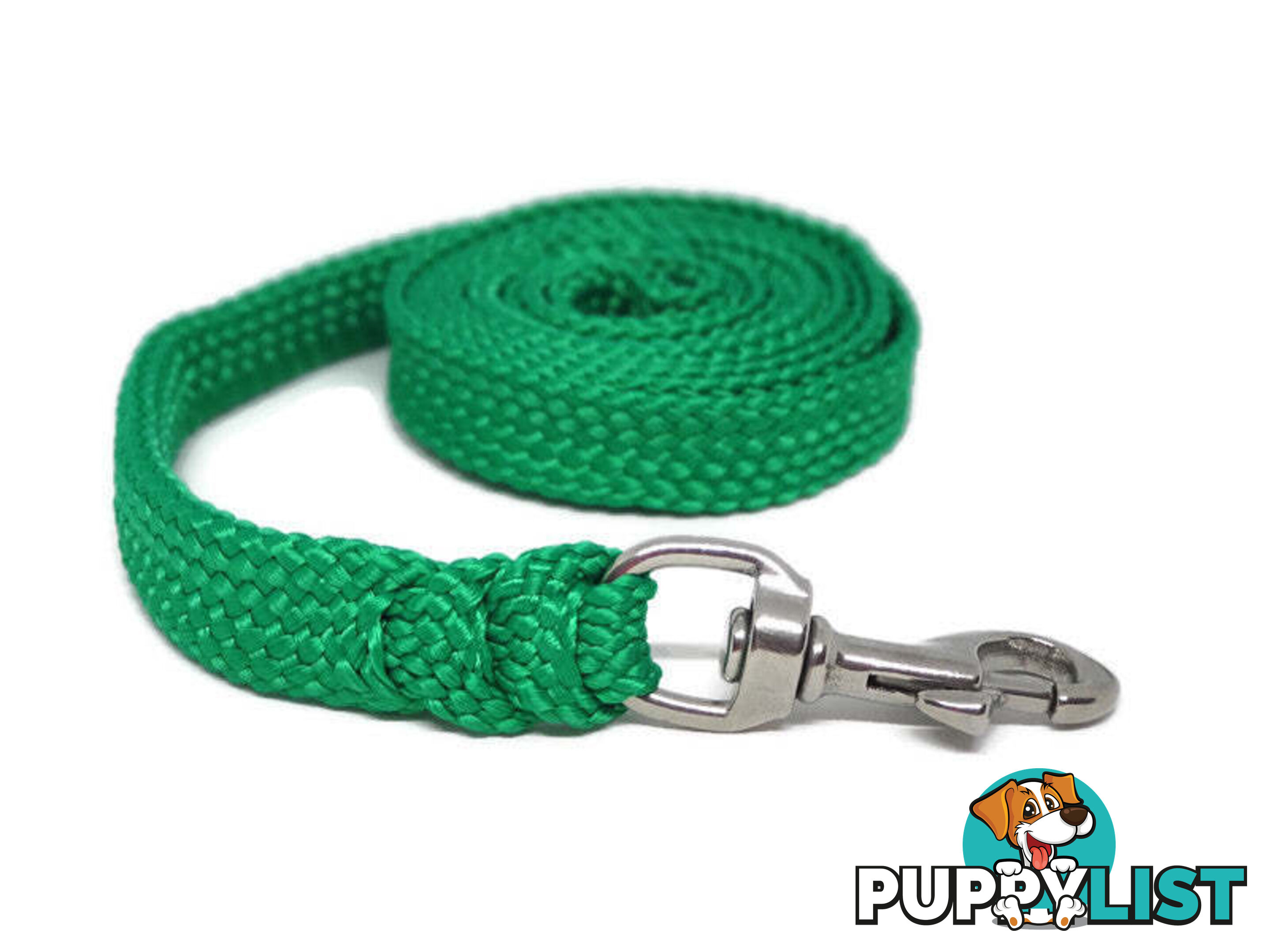1.8m to 10m Long Dog Lead No Stitching Tough Yarnix 20mm Wide - YNXLD203BRREDGRN