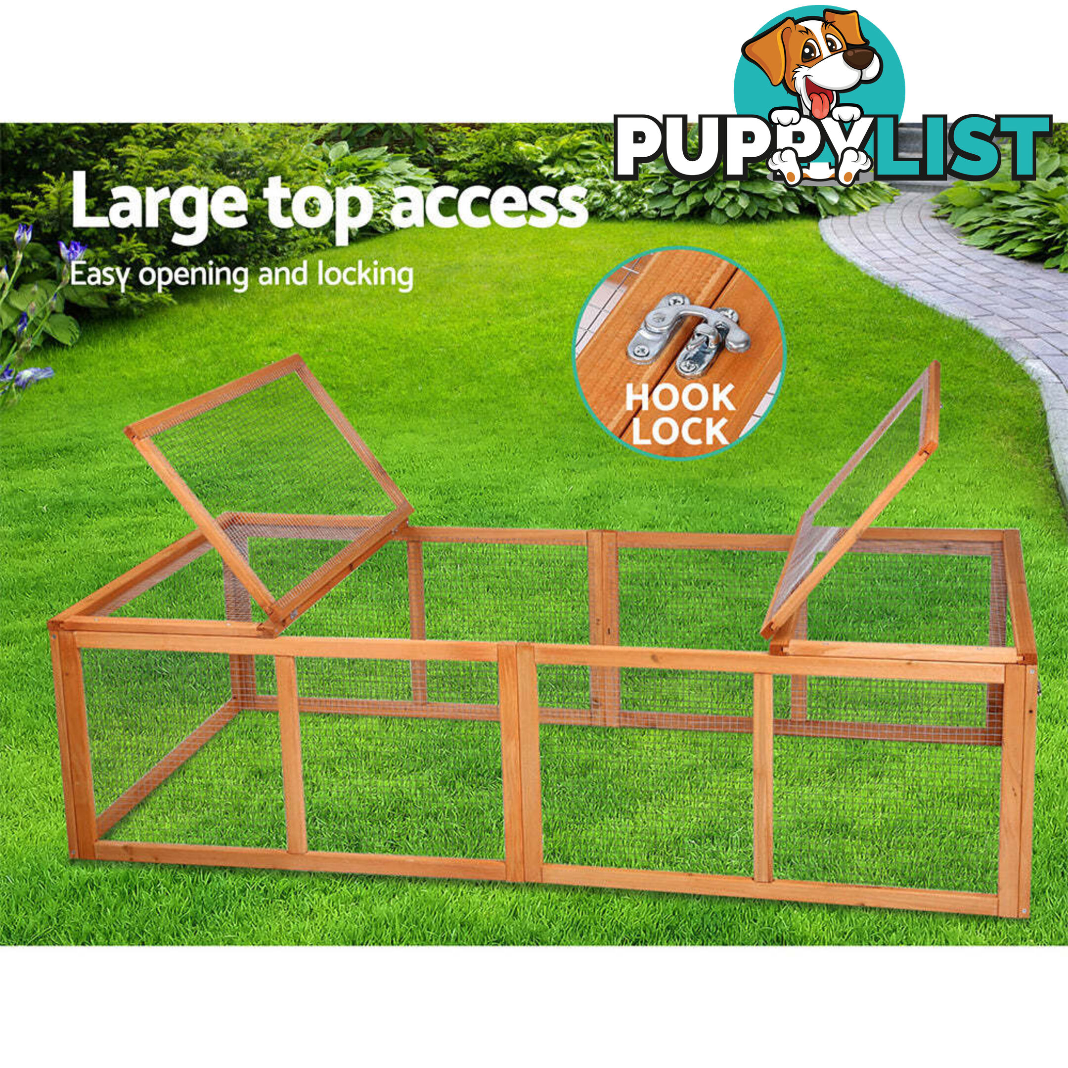 i.Pet Chicken Coop Rabbit Hutch 180cm Extra Large Wooden Chicken House Run XL Hen Cage - PET-GT-RR-4