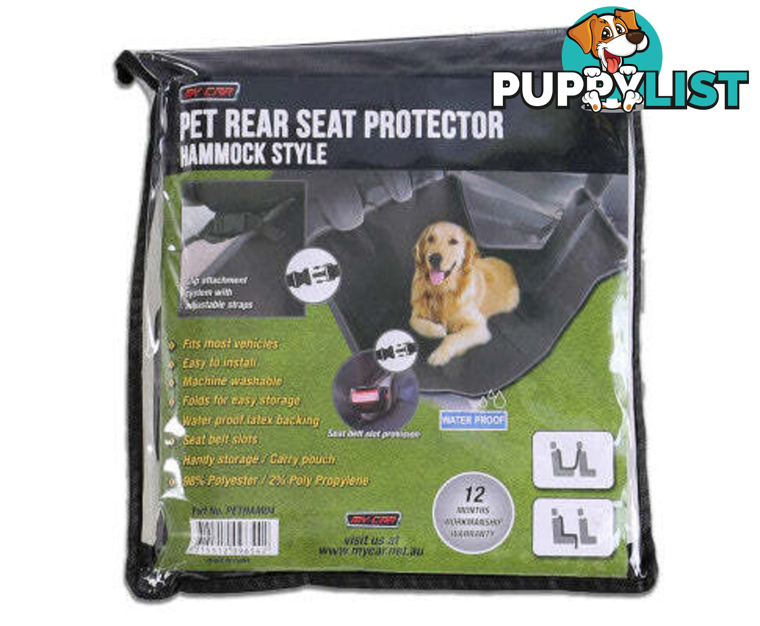 Premium Pet Car Cover Waterproof Cat Dog Back Seat Hammock NonSlip Protector Mat - V121-PETHAM04