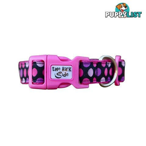 Pink Spot Dog Collar / XS - L - Hand Made by The Bark Side - TBSPINMED
