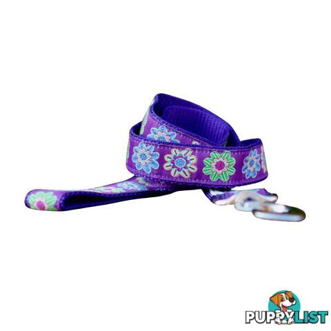 Purple Flower Dog Lead / Dog Leash - Hand Made by The Bark Side - TBSLDFLO201.8