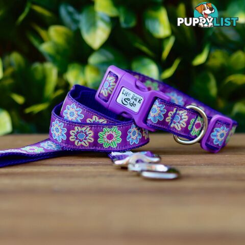 Purple Flower Dog Lead / Dog Leash - Hand Made by The Bark Side - TBSLDFLO201.8