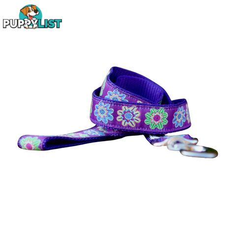 Purple Flower Dog Lead / Dog Leash - Hand Made by The Bark Side - TBSLDFLO201.8