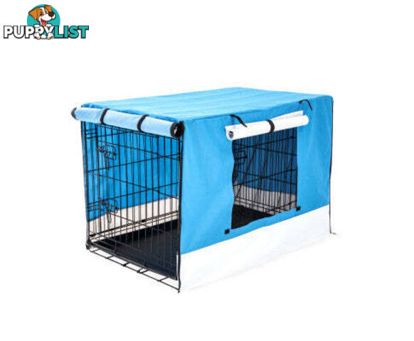 Paw Mate Wire Dog Cage Foldable Crate Kennel with Tray + Cover Combo - V274-PET-WCCV42-BU