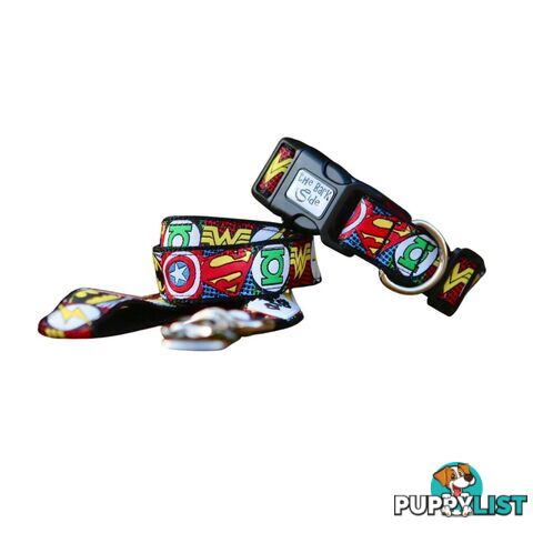Superhero Dog Collar - Hand Made by The Bark Side - TBSHEROXSBLK
