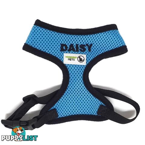 Doggie ID Harness Soft Air Mesh Personalised Embroidered - GC-HAR-ID-BLK-L