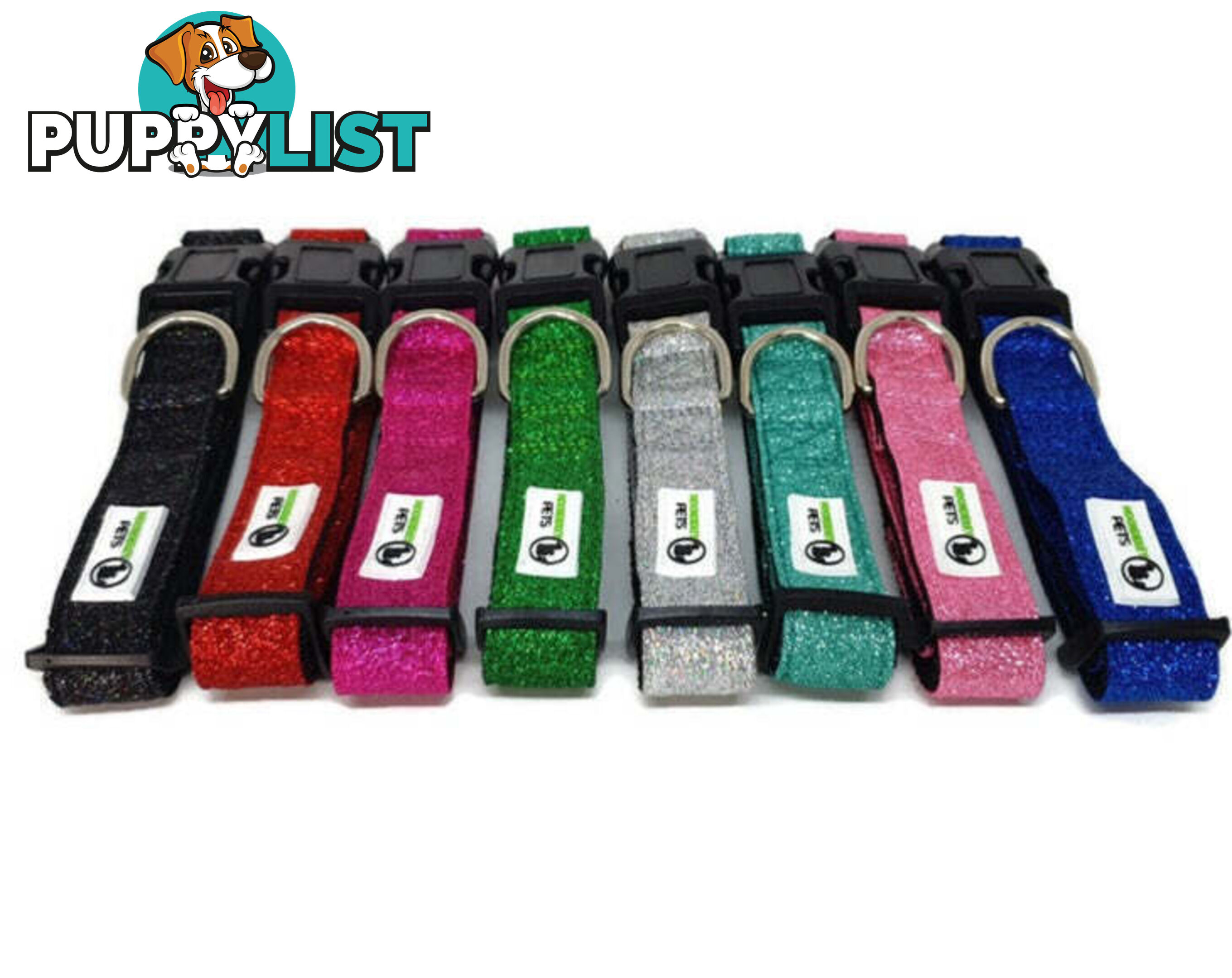 Bling Glitter Overlay Nylon Collar - Breakaway Buckle - Moondidley Pets - MDPCOLBLIXLGRN