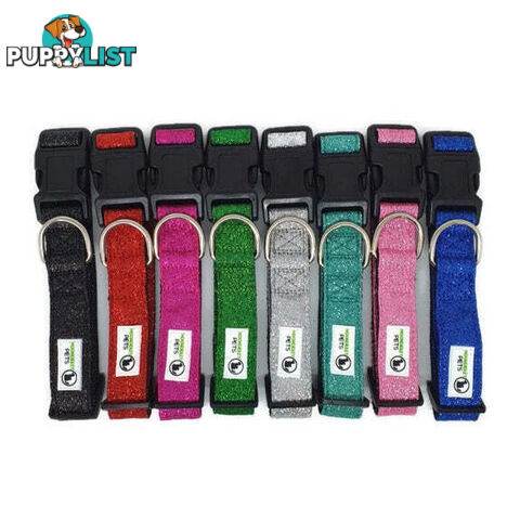 Bling Glitter Overlay Nylon Collar - Breakaway Buckle - Moondidley Pets - MDPCOLBLIXLGRN