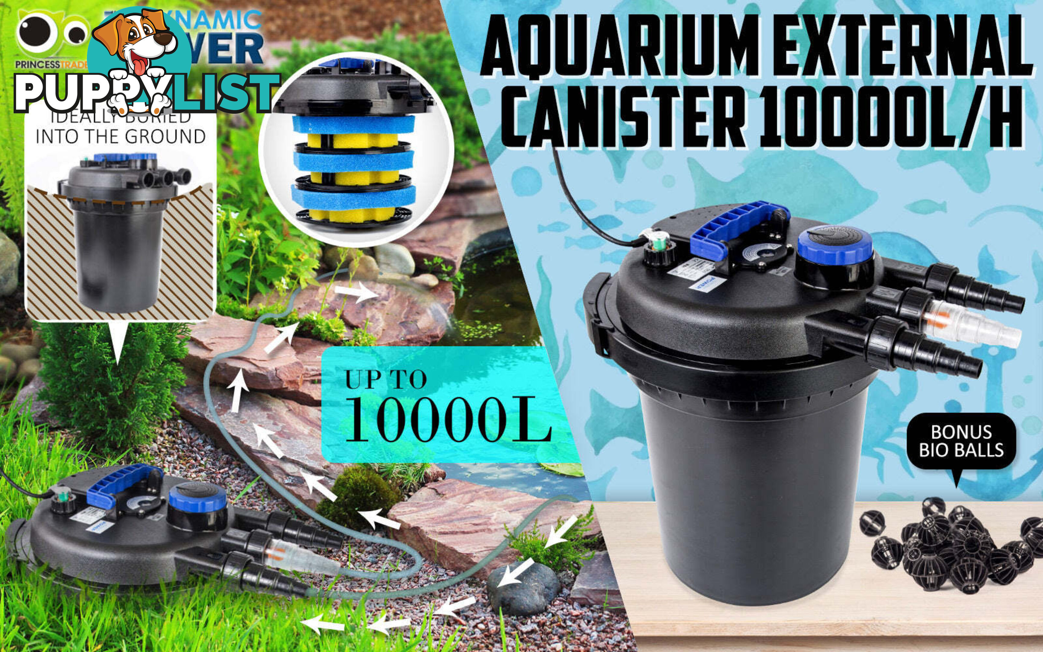 Aquarium Garden UV Light Pond Filter Set 10000L/H - V274-AQ-CPF250-15