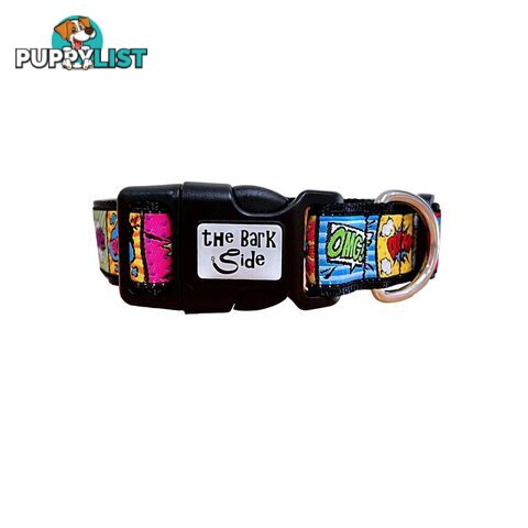 Comic Mania Dog Collar / XS - L - Hand Made by The Bark Side - TBSCOMLGEYEL
