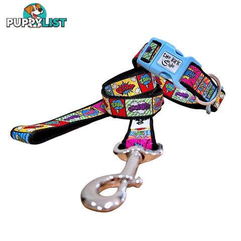 Comic Mania Dog Collar / XS - L - Hand Made by The Bark Side - TBSCOMLGEYEL