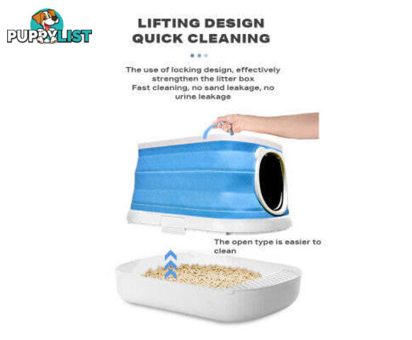 Large Foldable Plastic Cat Litter Box - Easy Cleaning - V488-PCFCB-GR